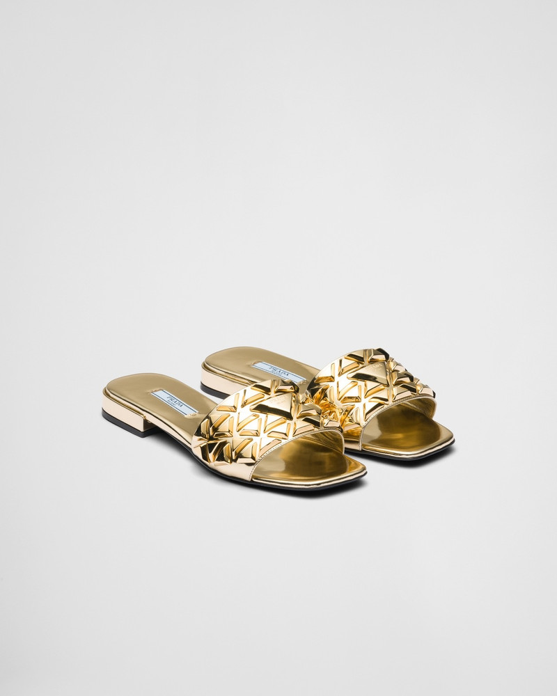 Studded metallic leather slides 2