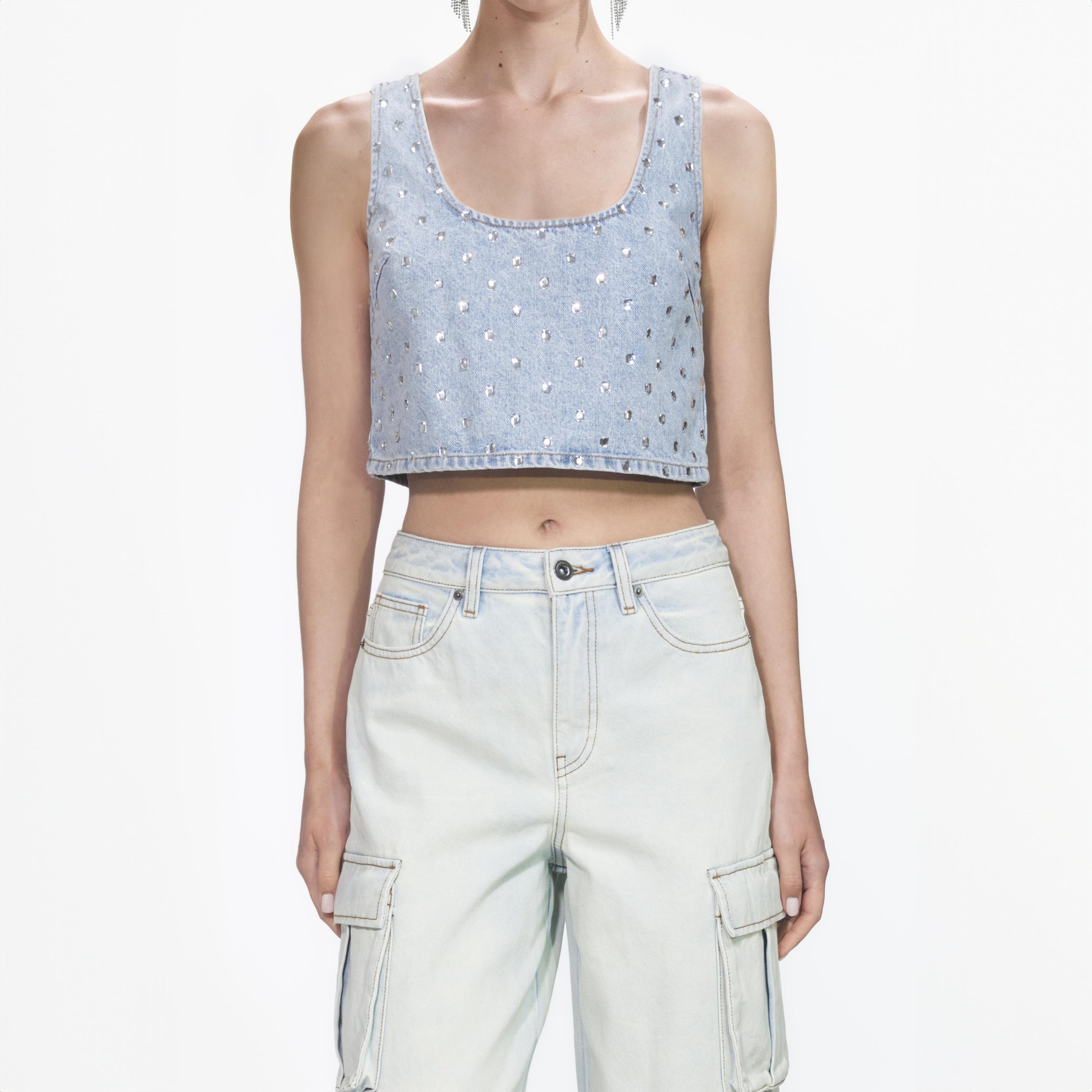 Bleach Wash Denim Cargo Jeans - 4