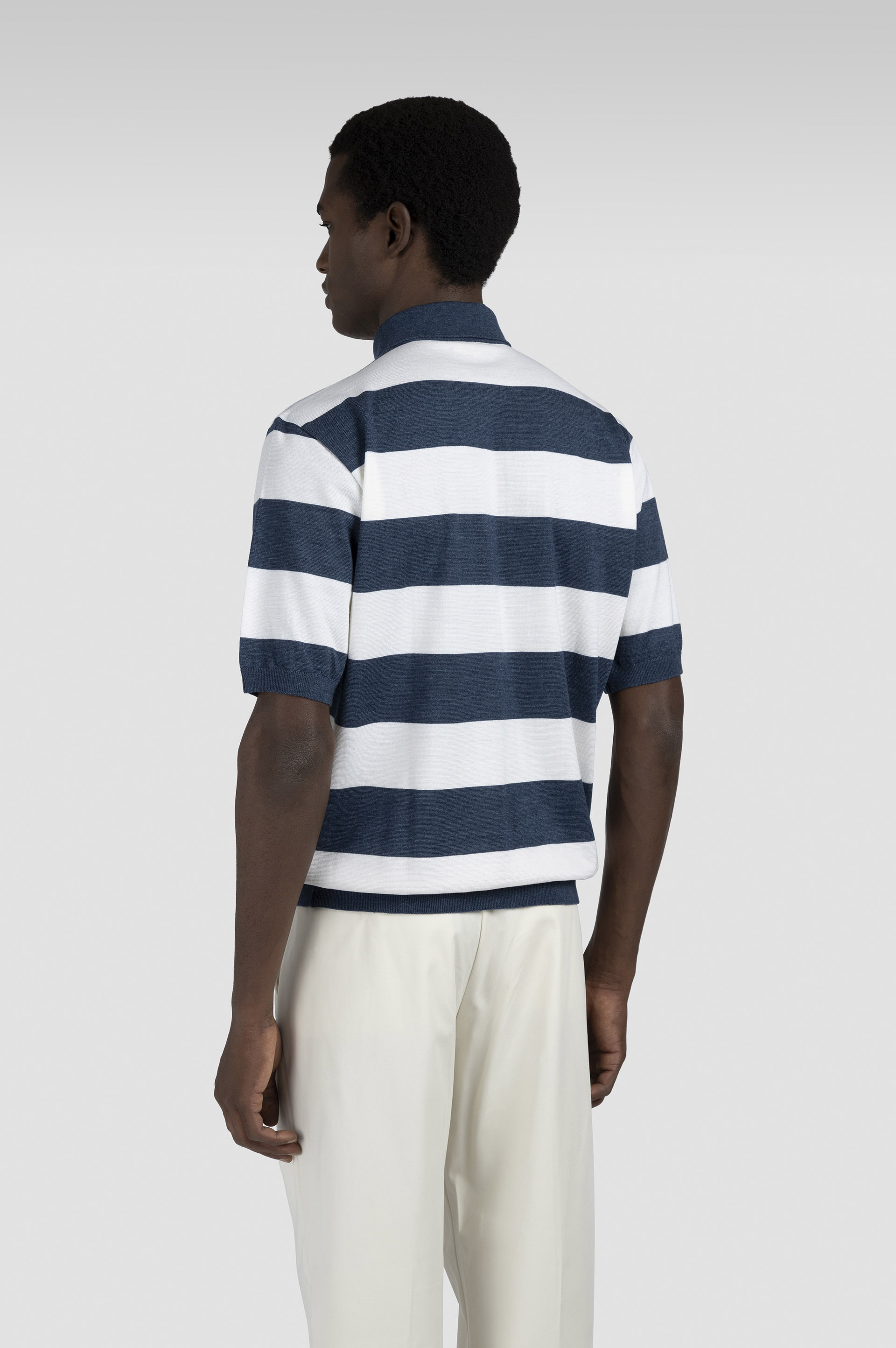 STRIPED WOOL SILK POLO SHIRT - 3
