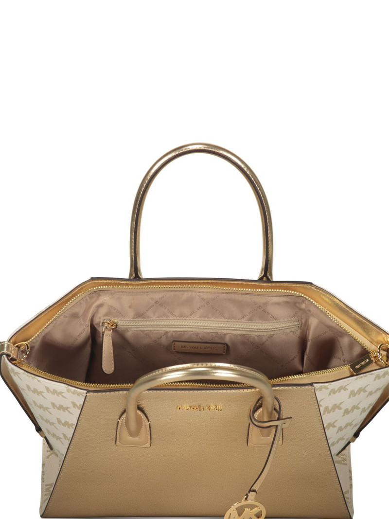 large Avril metallic leather logo tote bag 4