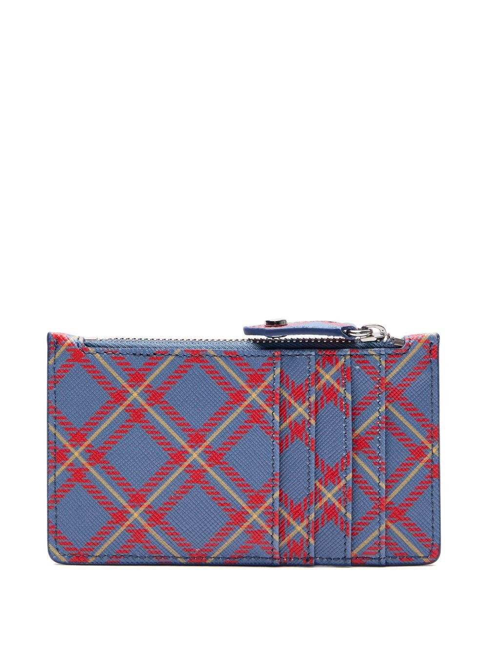 tartan-pattern zip card holder - 2
