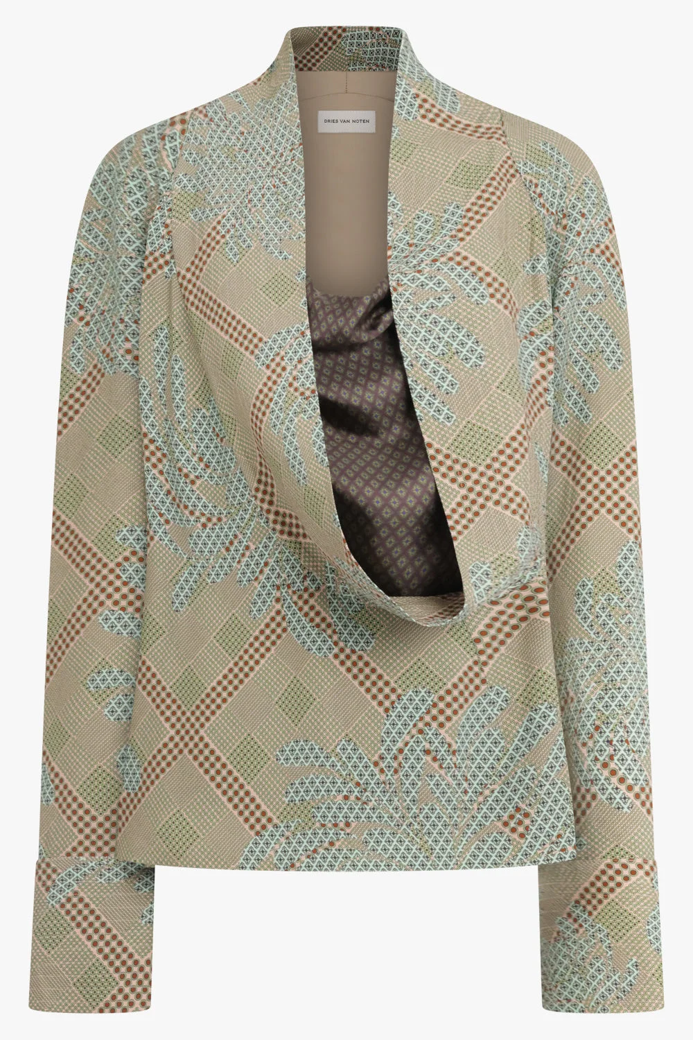 CELSEY LAYERED FLORAL MOTIF L/S BLOUSE | GREEN/MULTI - 1