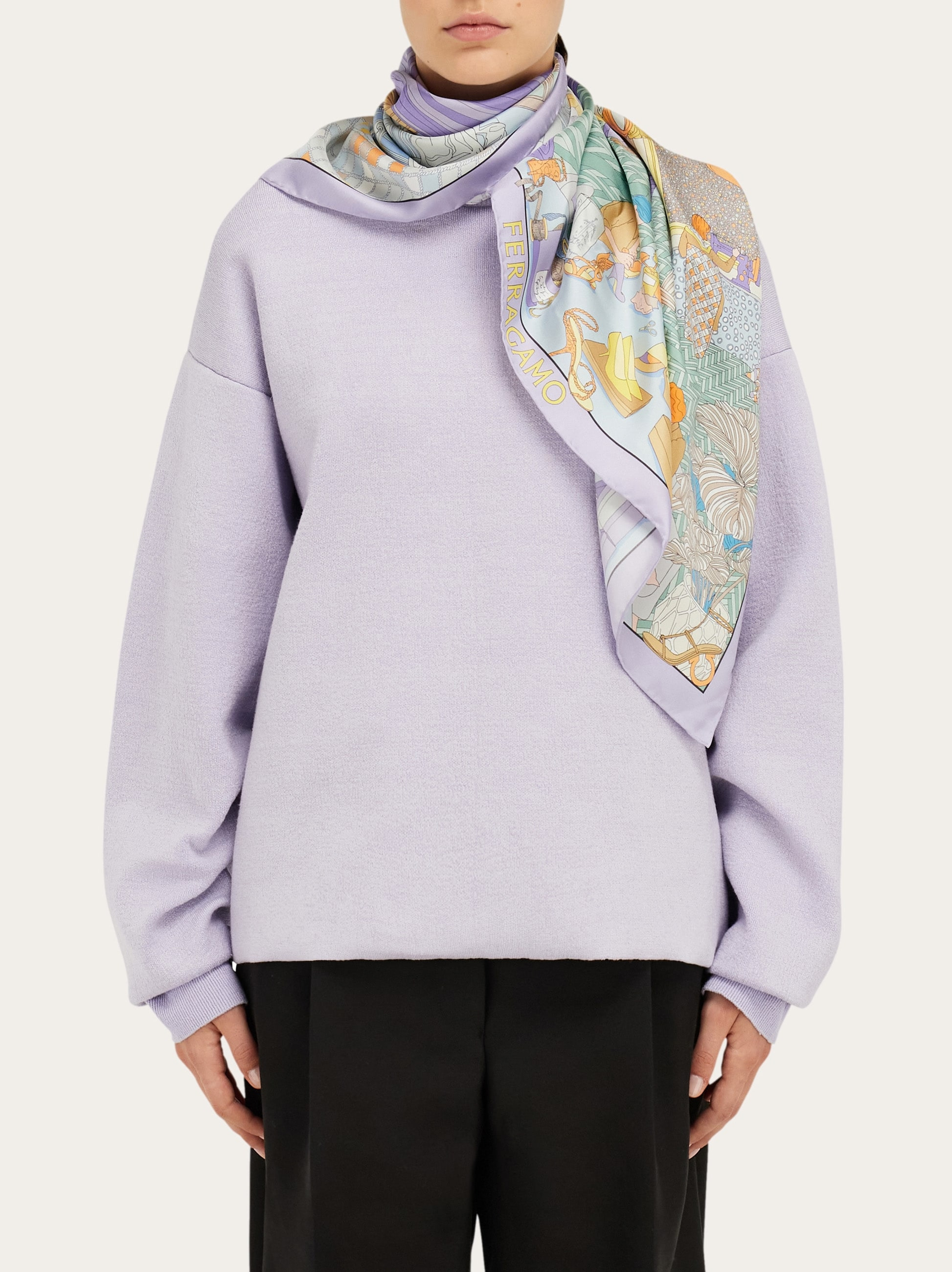 Oggetti print silk foulard - 3