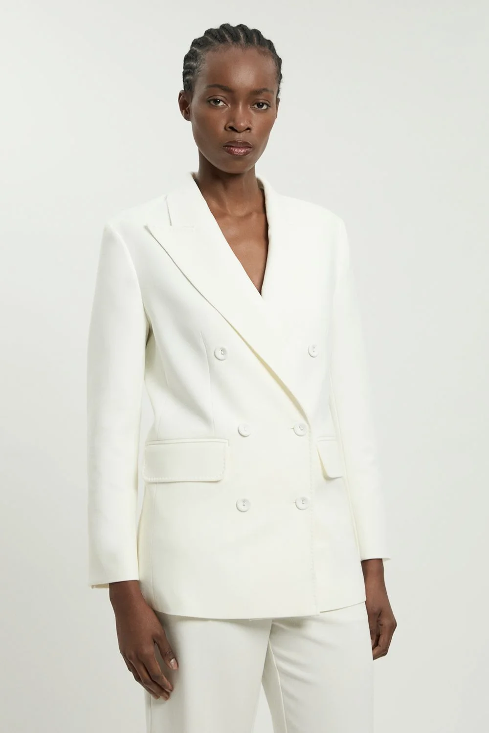 Petite Tailored Double Breasted Ruched Sleeve Blazer - 1