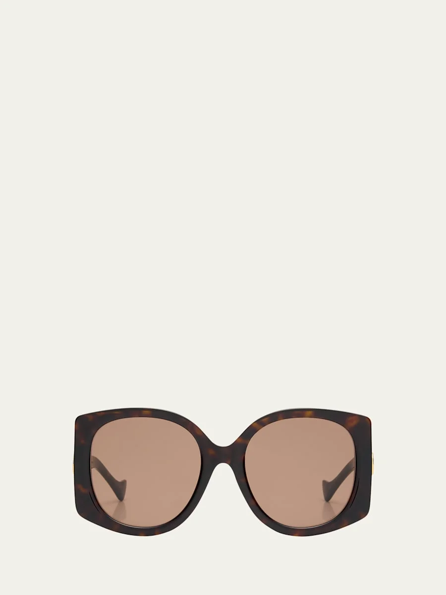 Raised Interlocking GG Acetate Butterfly Sunglasses - 1