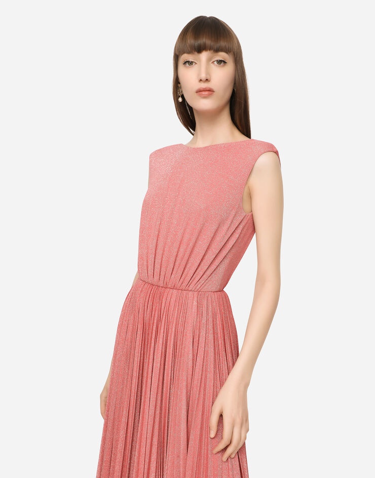 Lamé jersey calf-length dress - 4