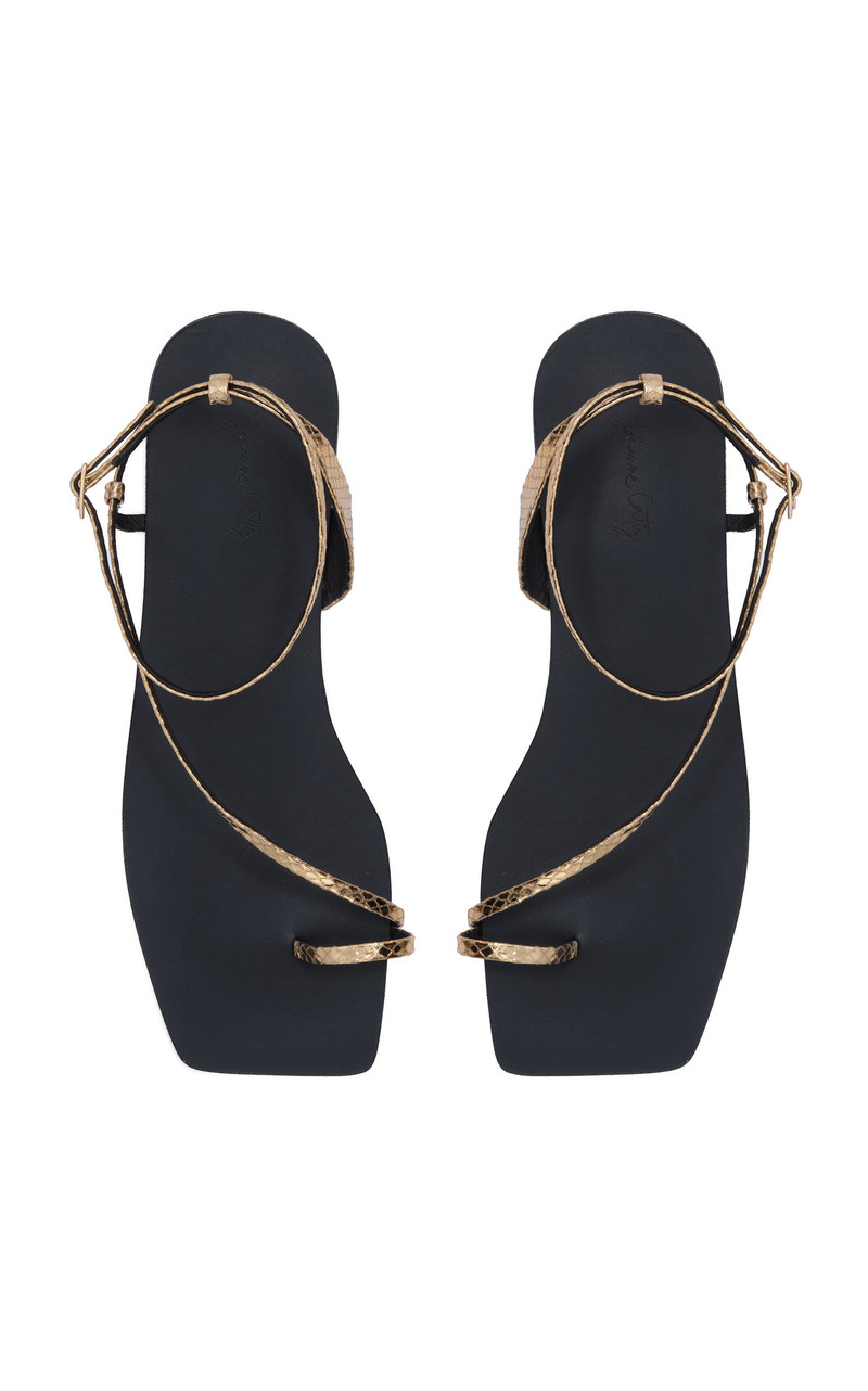 Johanna Ortiz Flamenco Echoes Leather Sandals gold outlook