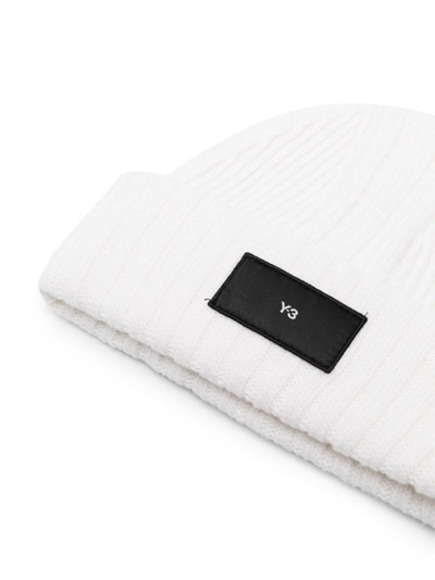 Y-3 logo-patch ribbed-knit beanie outlook