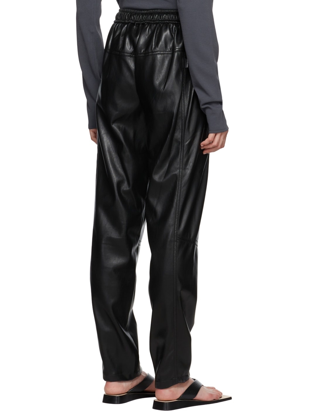 Black Jogger Faux-Leather Pants - 3