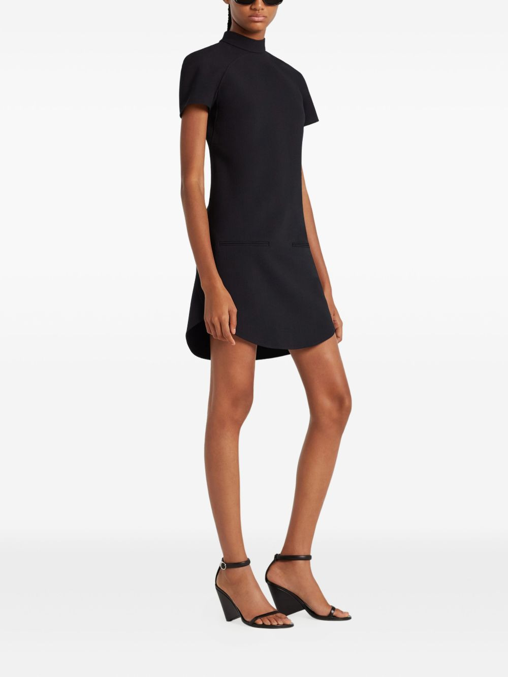 high-neck short-sleeve dress - 3