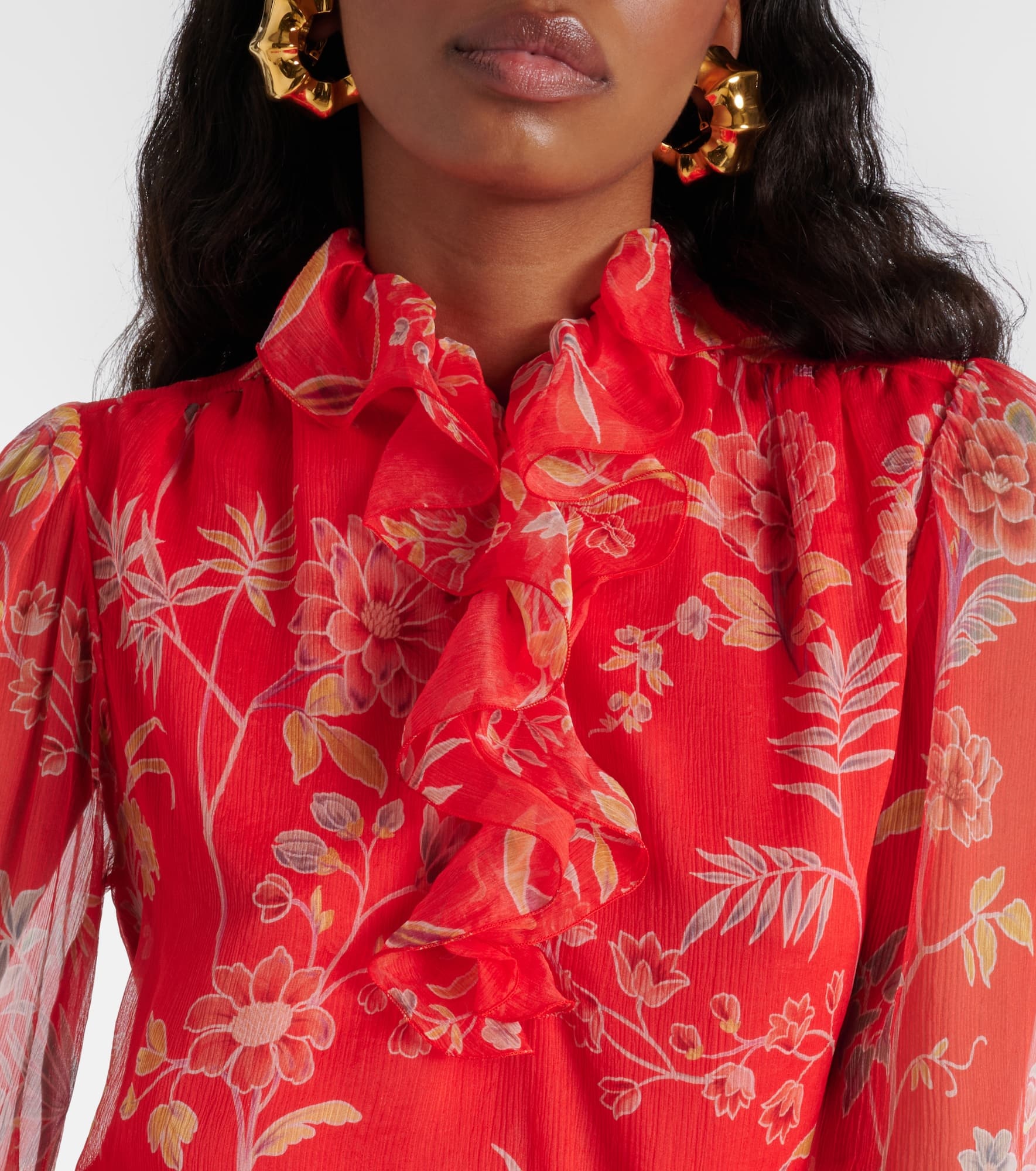 Floral ruffled silk blouse - 4