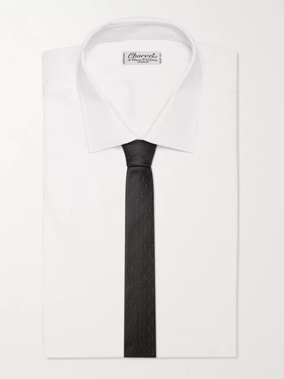 SAINT LAURENT 4cm Logo-Jacquard Silk Tie outlook