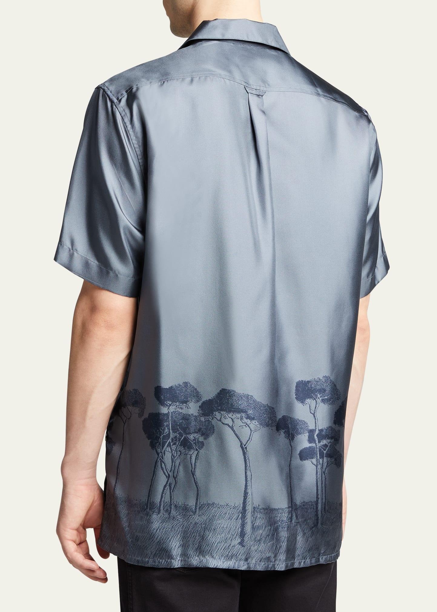 Men's Roman Tree-Print Silk Camp Shirt - 3