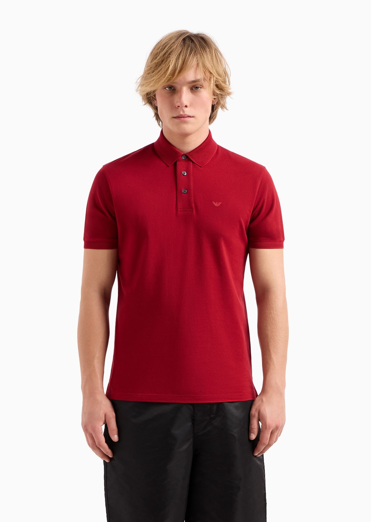 Mercerized piqué polo shirt with chevron trim - 2