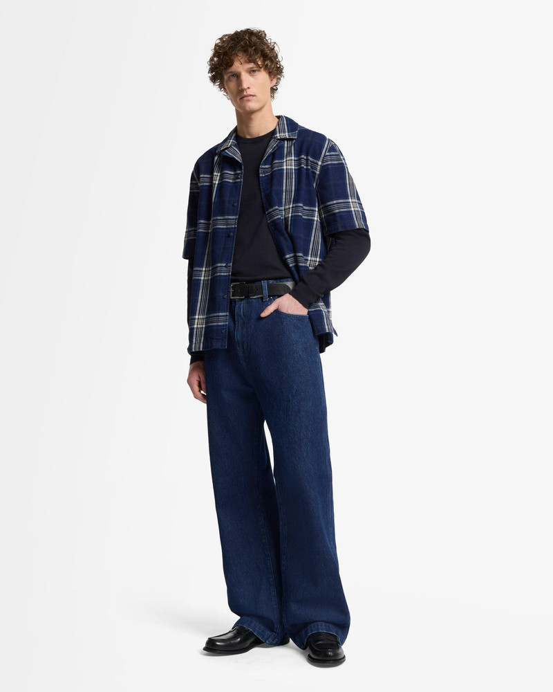 Short Sleeve Camp Shirt in Indigo Check 3