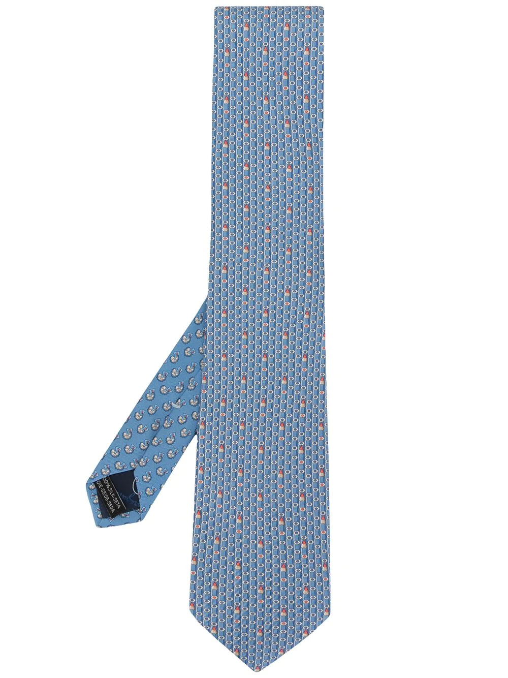 geometric print silk tie - 1