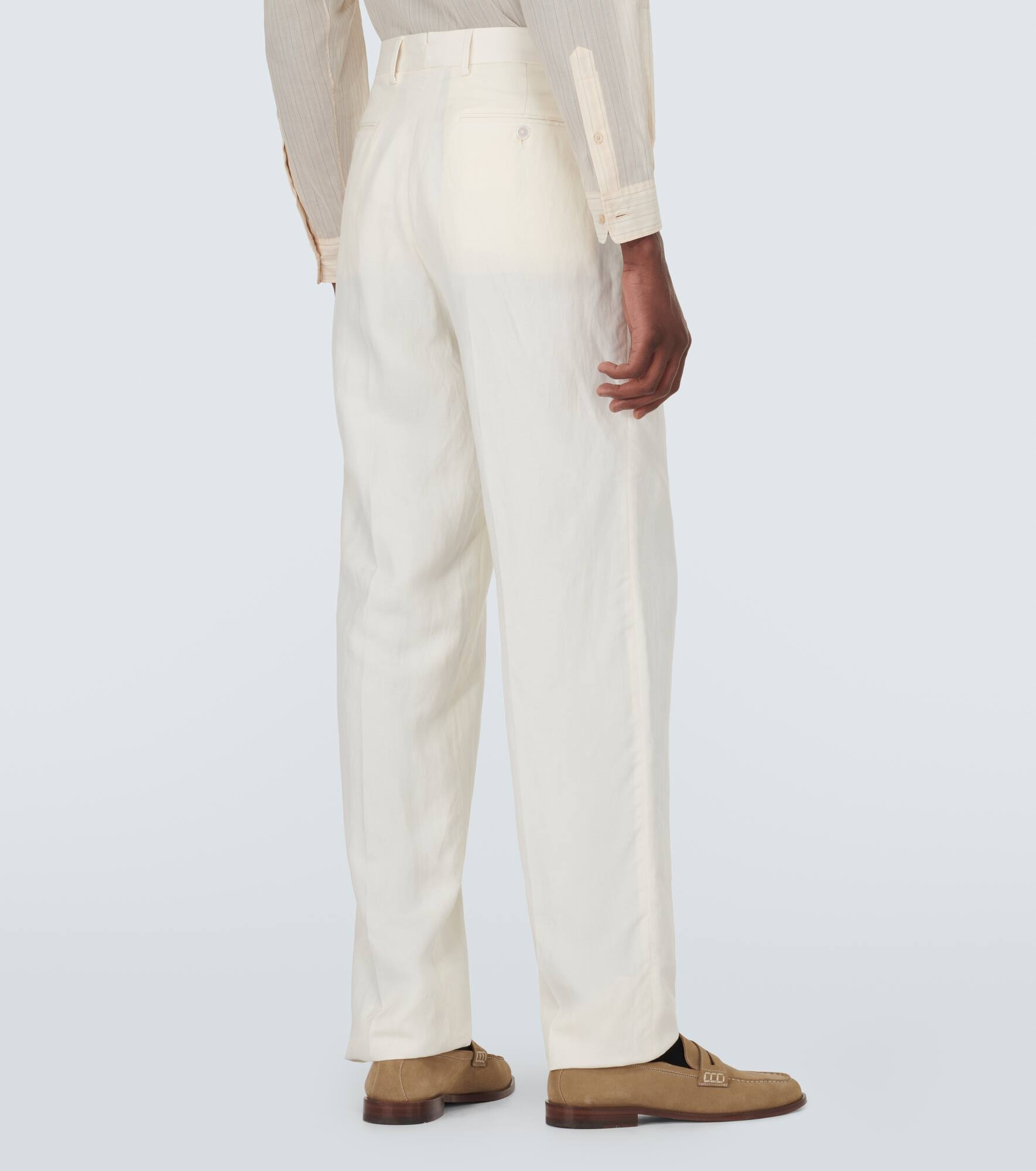 Silk and linen straight pants - 4