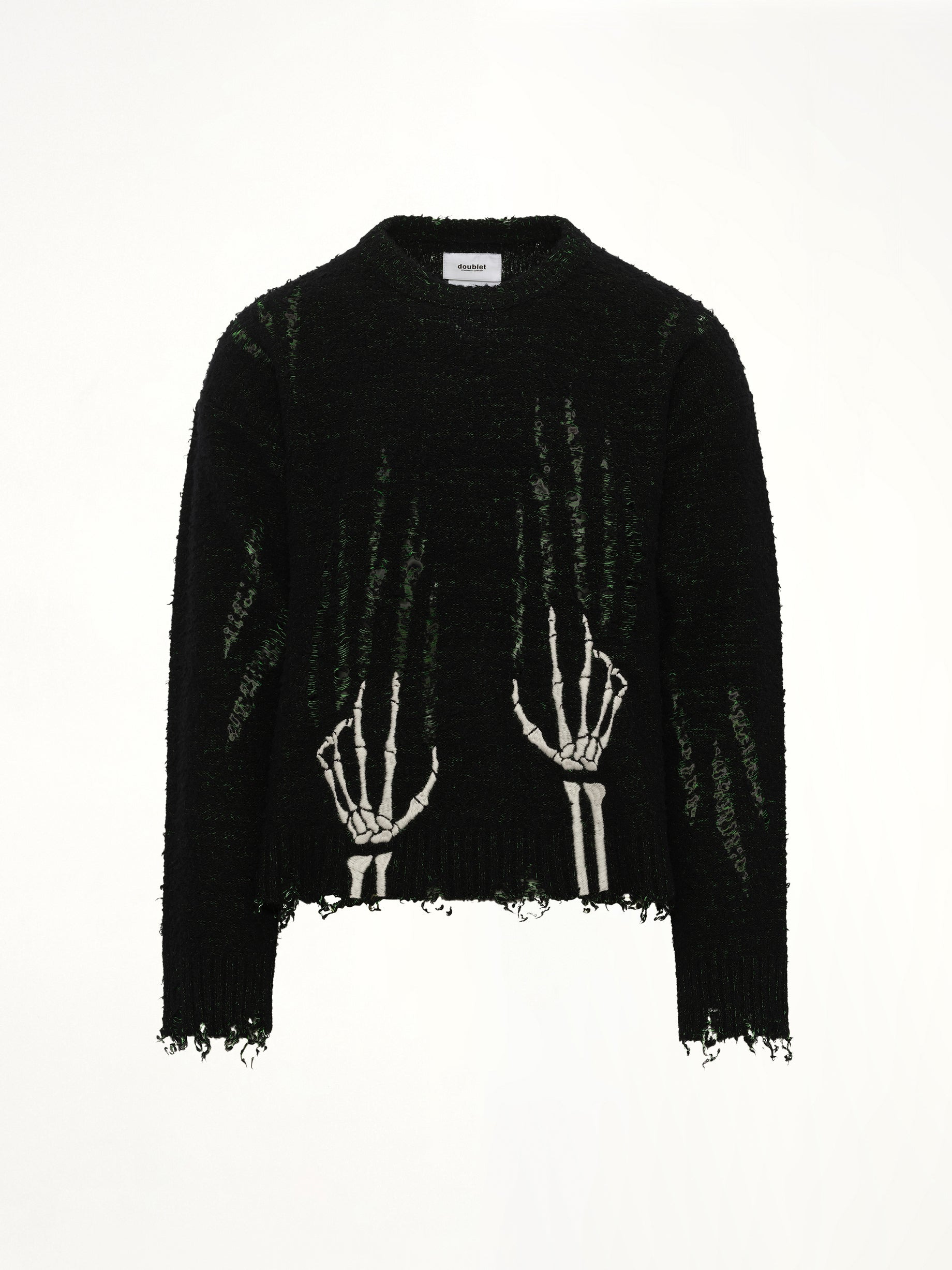 Skelton Scratch Knit Pullover in Black - 2