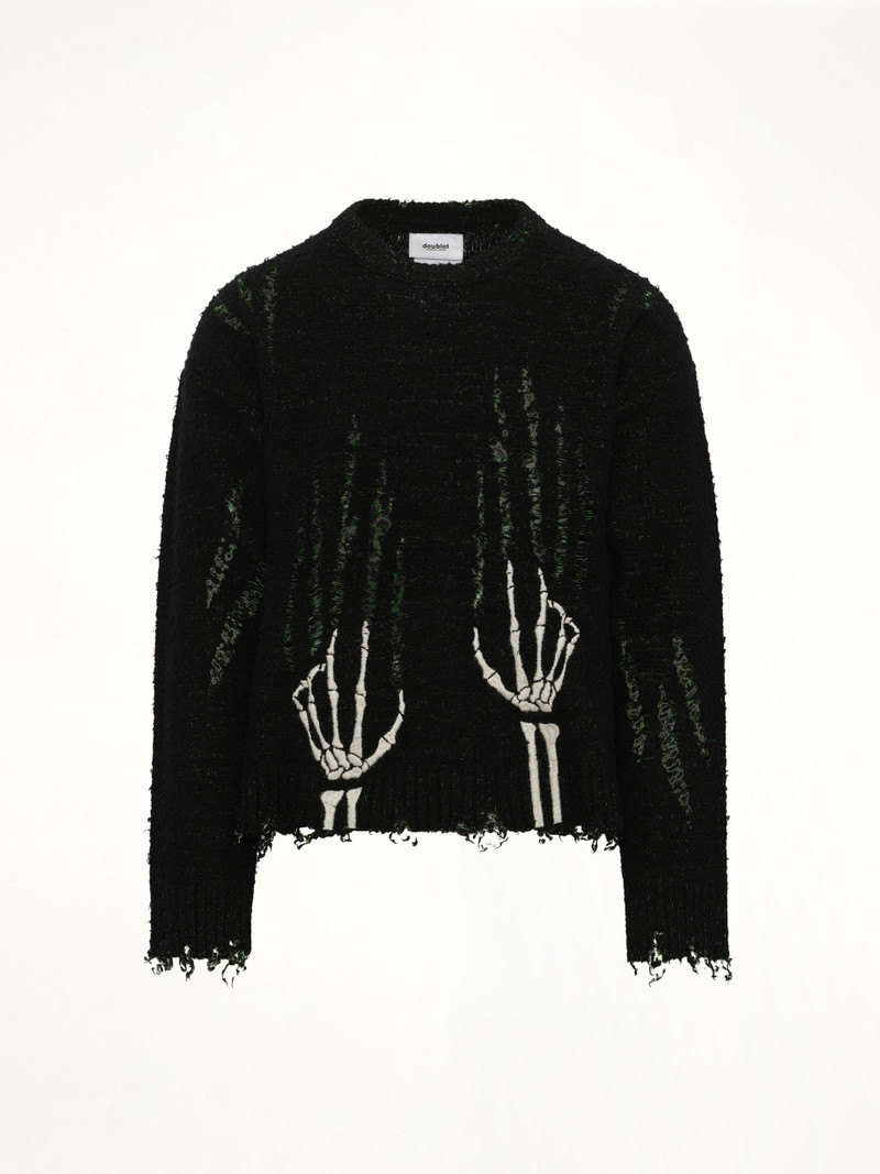 doublet Skelton Scratch Knit Pullover in Black outlook