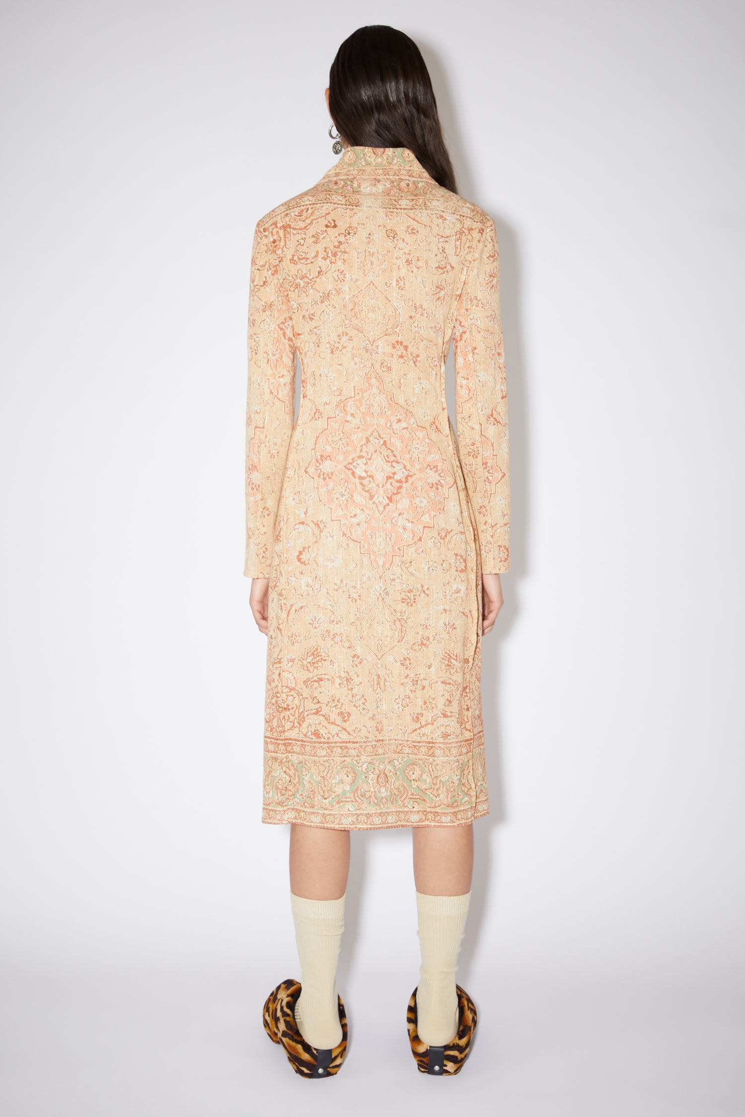 Jacquard dress - Peach orange - 3