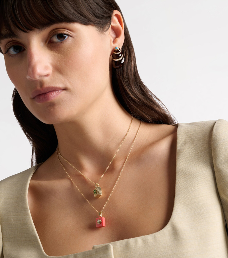 Yvonne Léon Trèfle and Le Cubo 9kt gold and enamel single earring and pendant set with diamonds outlook