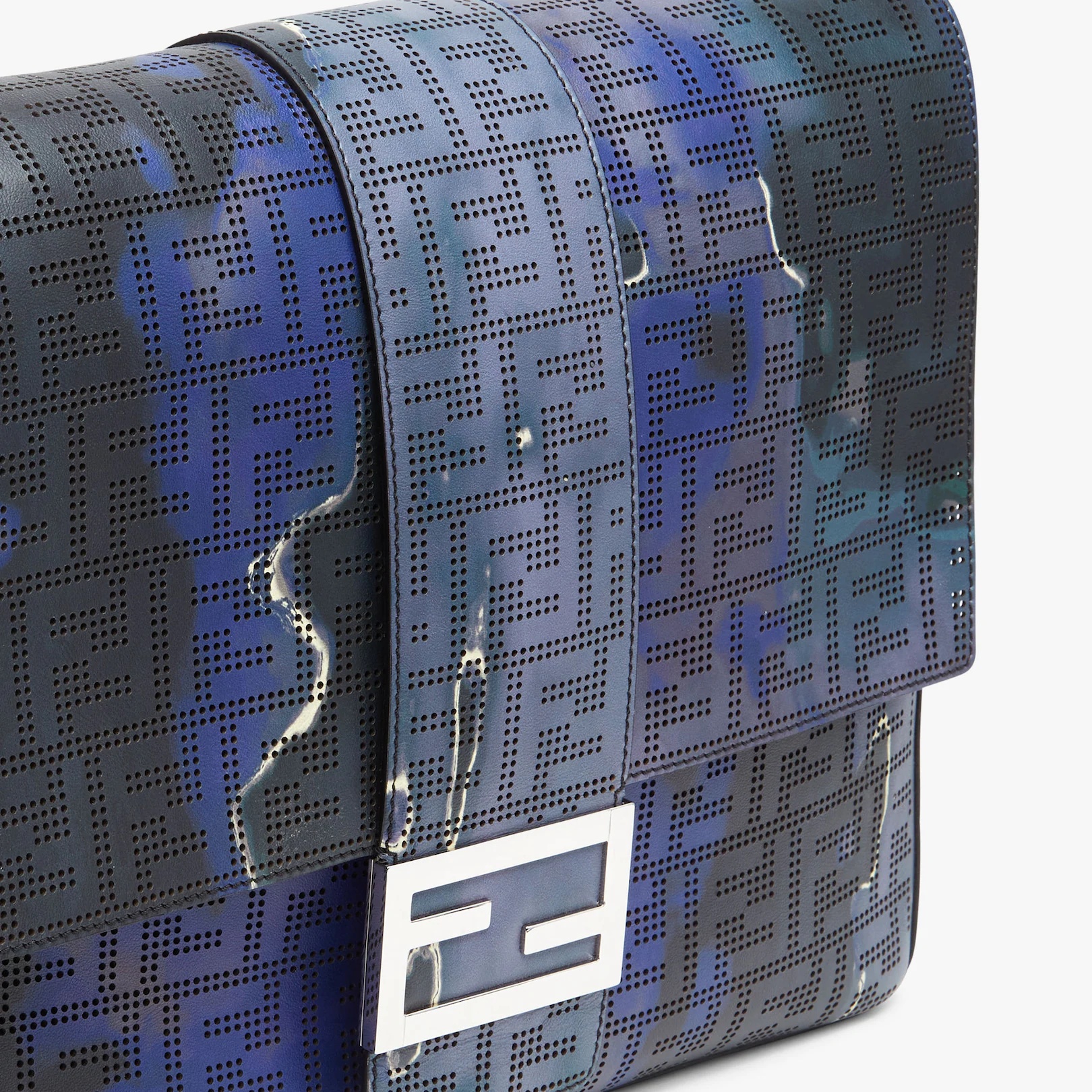 Perforated leather bag with blue and black Sunset motif - 5