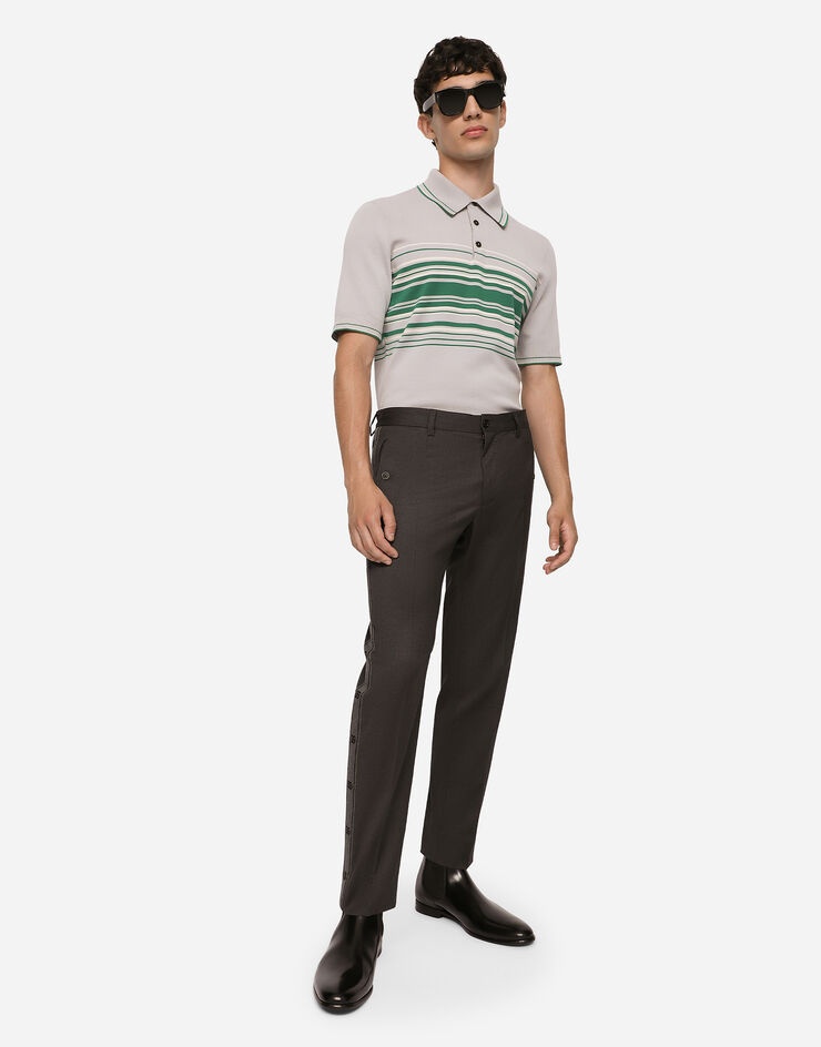 Stretch wool pants with side bands - 3