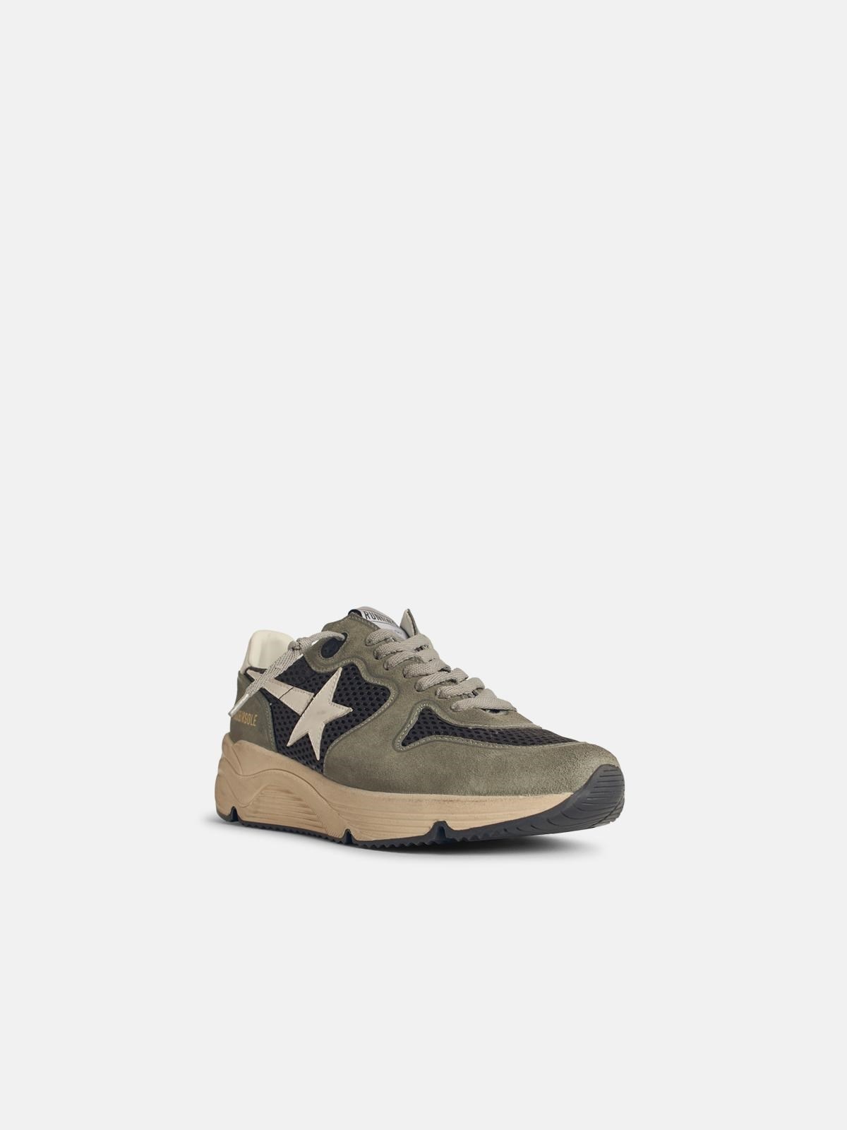 RUNNING SOLE' IN GREEN SUEDE WITH WHITE LEATHER STAR AND HEEL - 2