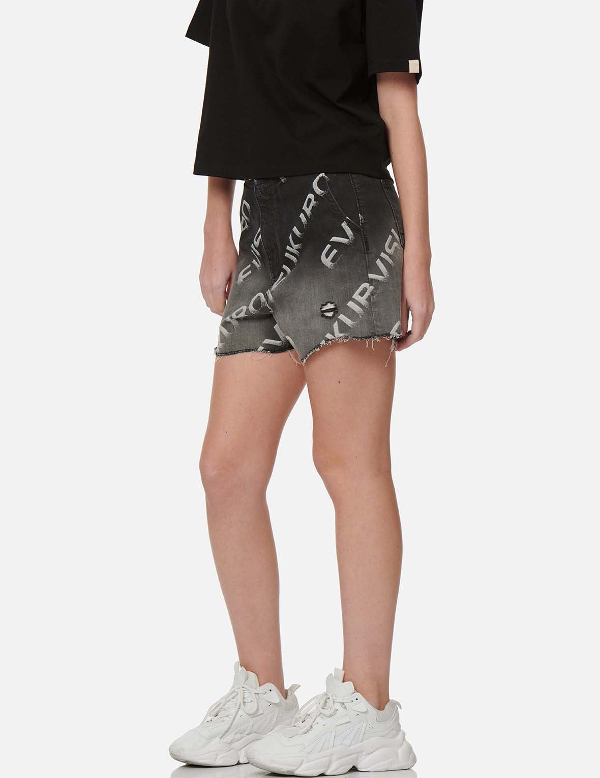 Logo Jacquard Degrade Denim Shorts - 3