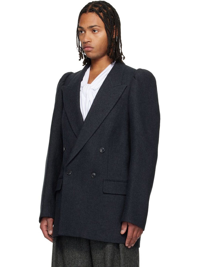 Dries Van Noten Gray Double-Breasted Blazer outlook