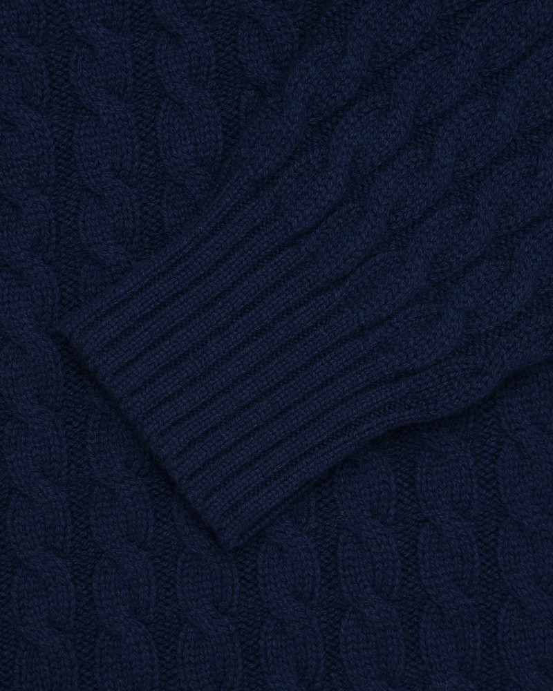 MADE-IN-SCOTLAND NAVY CABLE KNIT CASHMERE SWEATER 4