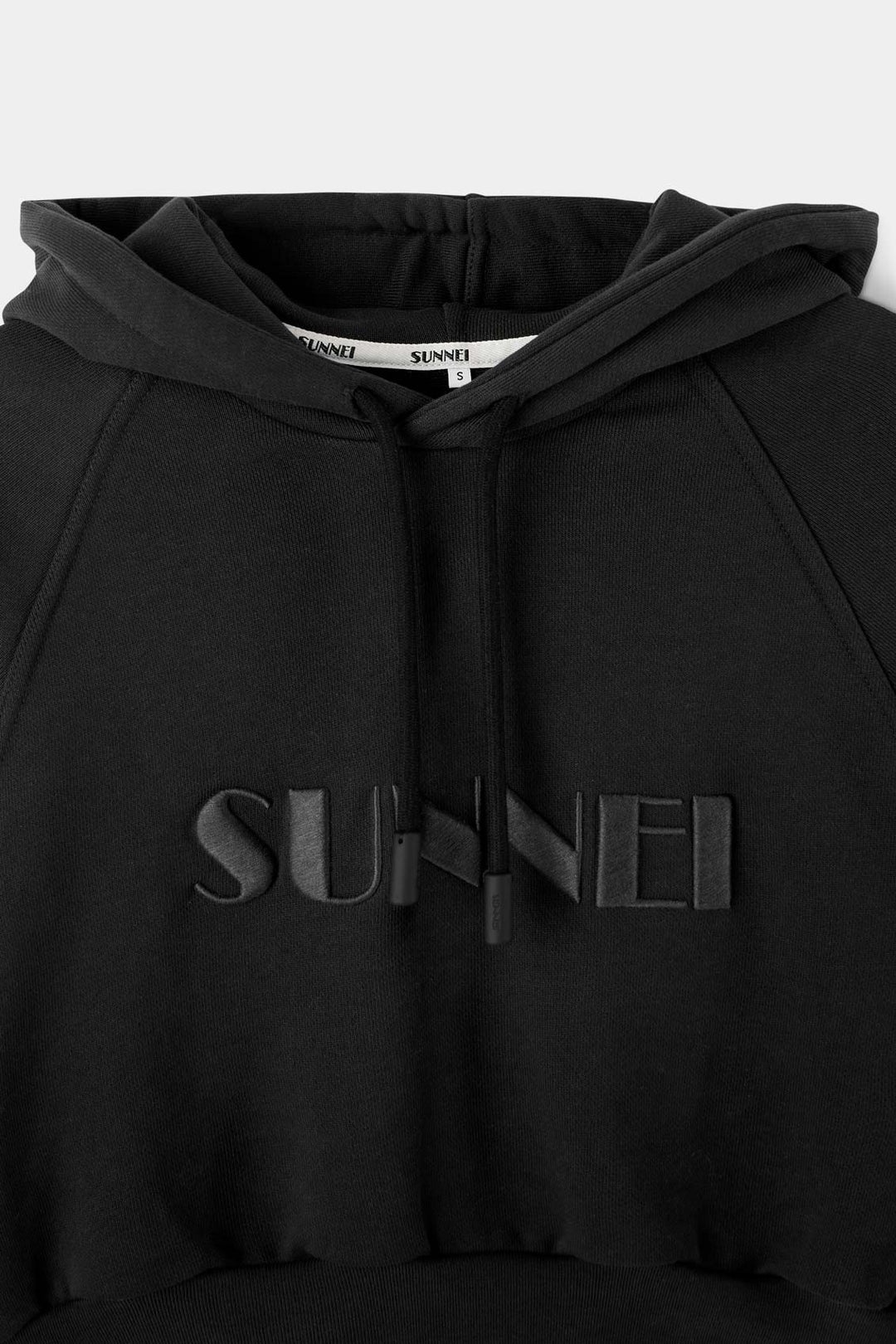 EMBROIDERED CROPPED HOODIE / black - 4