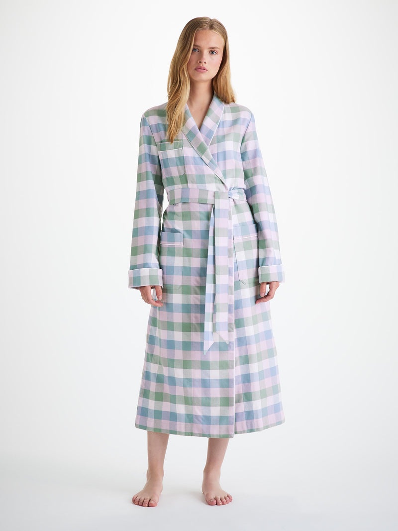 Women's Long Robe Kelburn 45 Brushed Cotton Green - 2