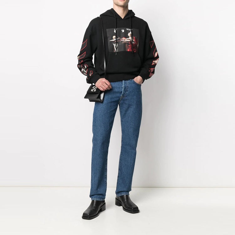 Off-White SS21 Caravaggio Printing Hoodie 'Black Red' OMBB037R21FLE0021025 - 2