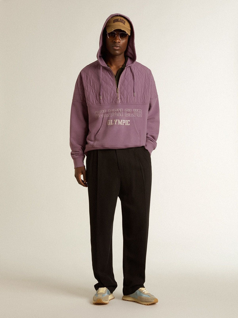 Unisex mauve cotton sweatshirt with print on the front 3
