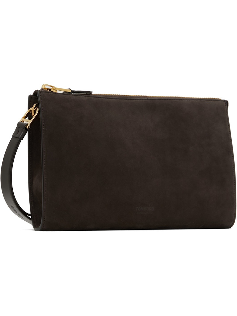 TOM FORD Brown Nubuck Flat Pouch outlook