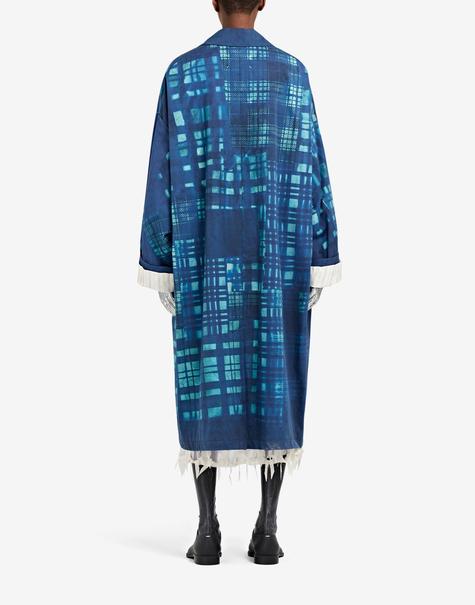 Check Cyanotype Oversized Coat - 4