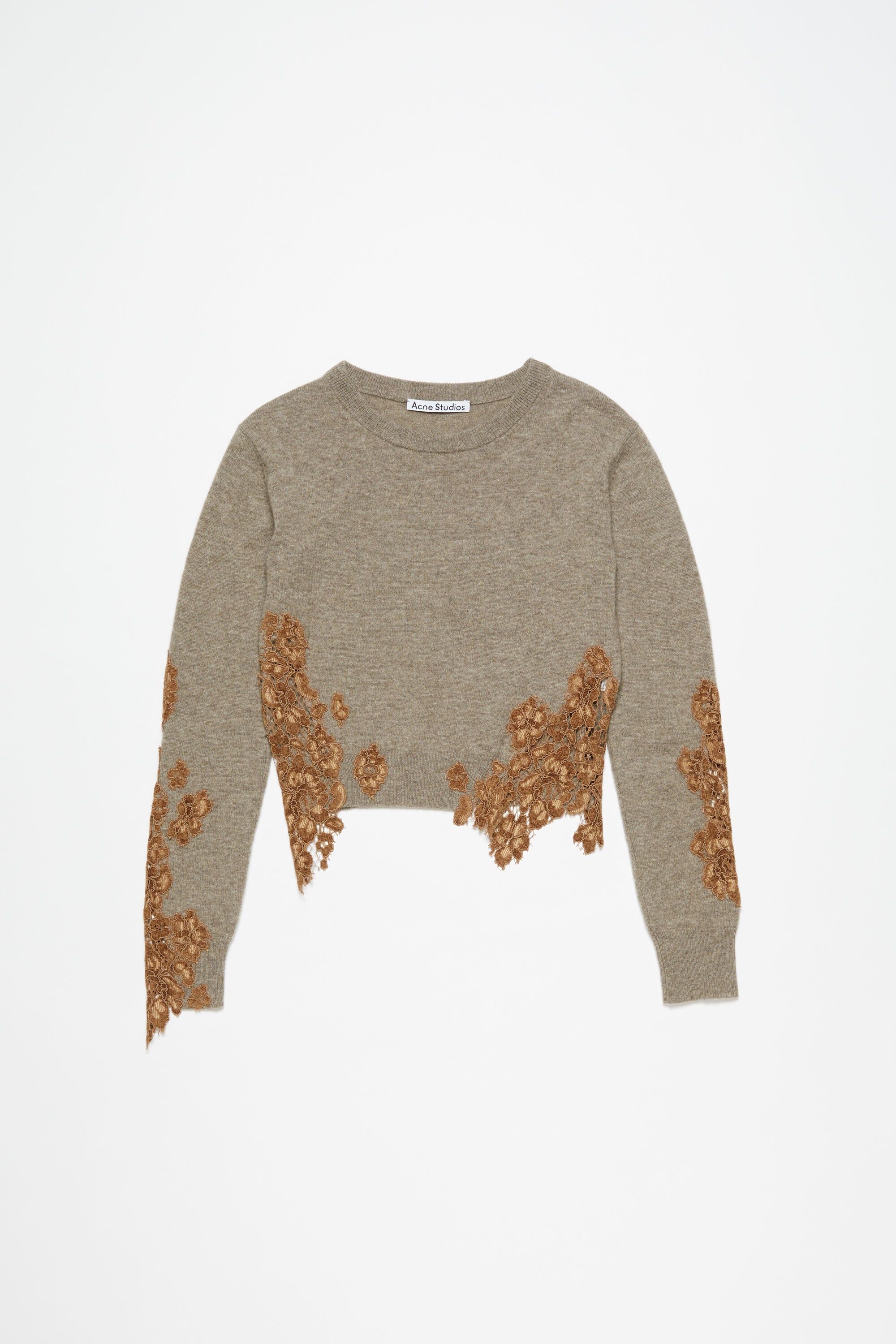 Wool jumper lace trim - Beige - 1