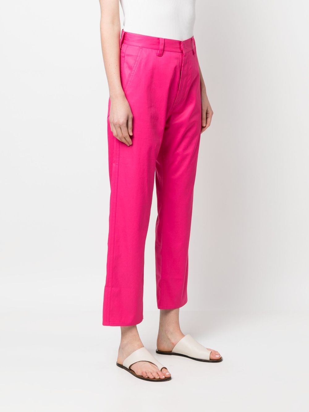 straight-leg cropped cotton trousers - 3