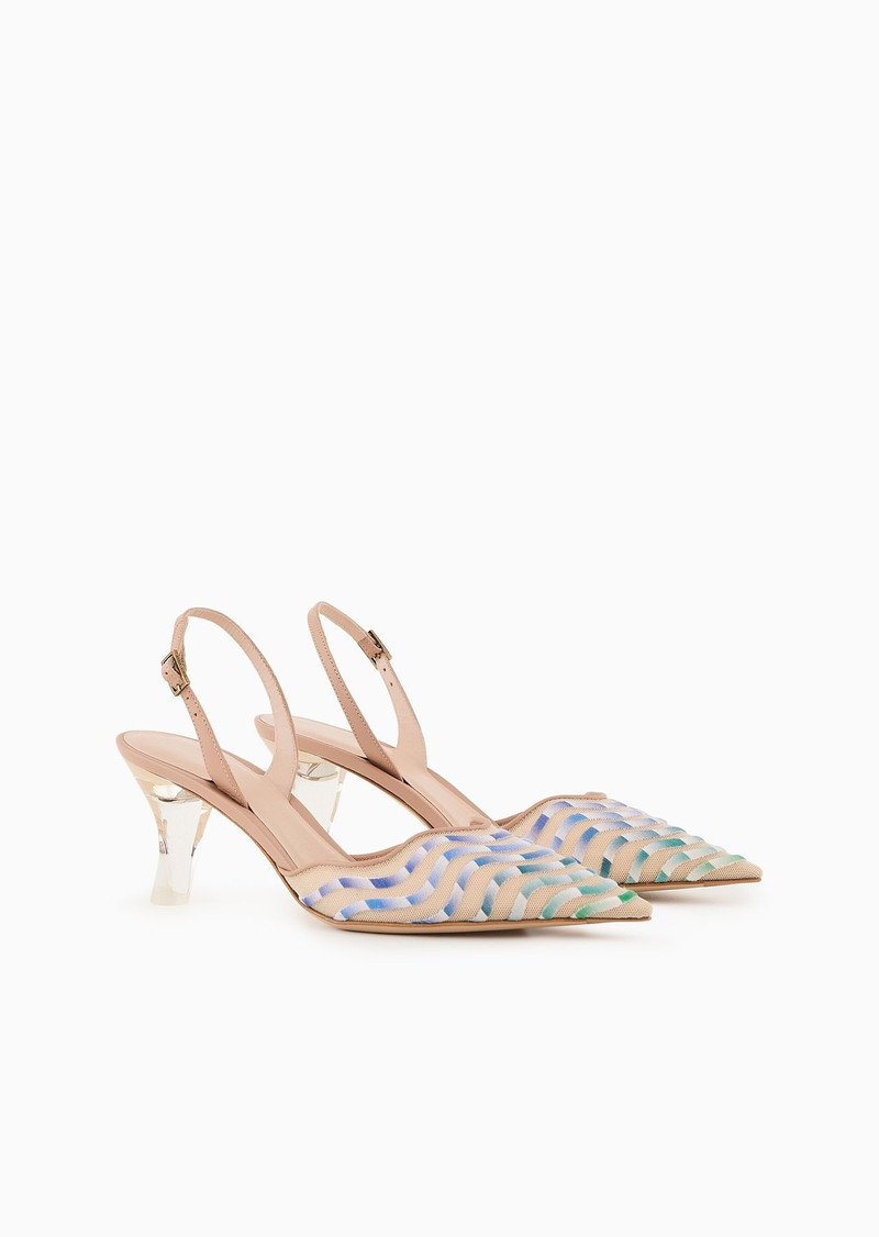 Mesh slingbacks with gradient nappa-leather embroidery 2