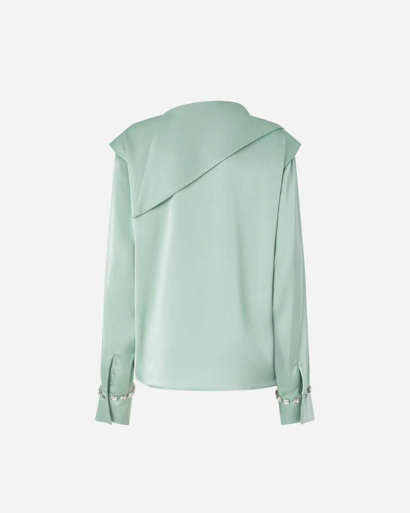 BLOUSE WITH DRAPED COLLAR AND JEWEL DETAILS 6