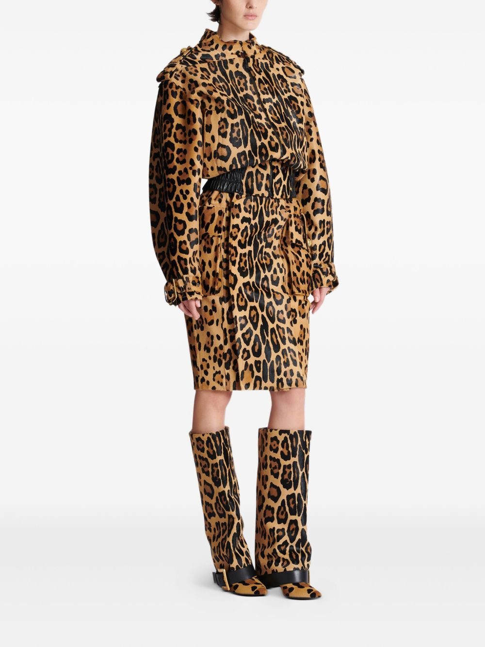 leopard-print leather bomber jacket - 5