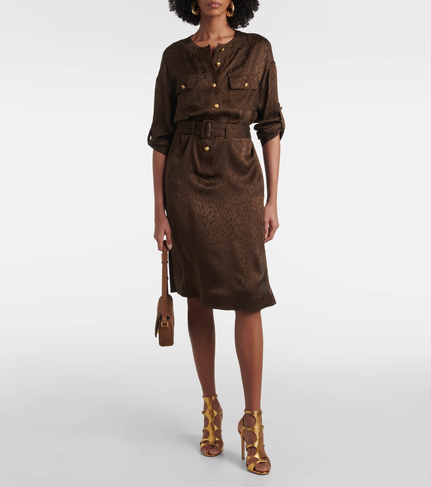 Silk jacquard midi dress - 2