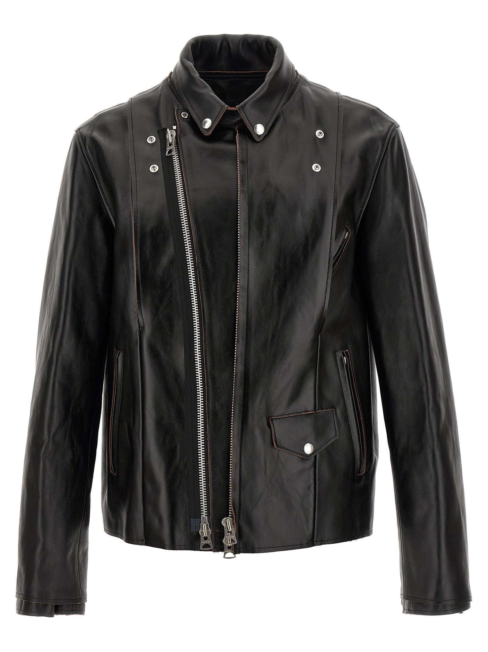Sacai Men Leather Biker Jacket - 1