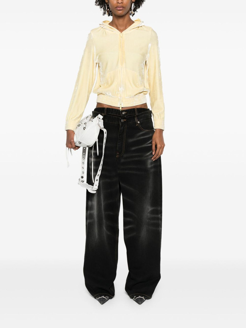 BALENCIAGA Women's Bb Paris Strass Zip-up Hoodie Fitted in Cream outlook