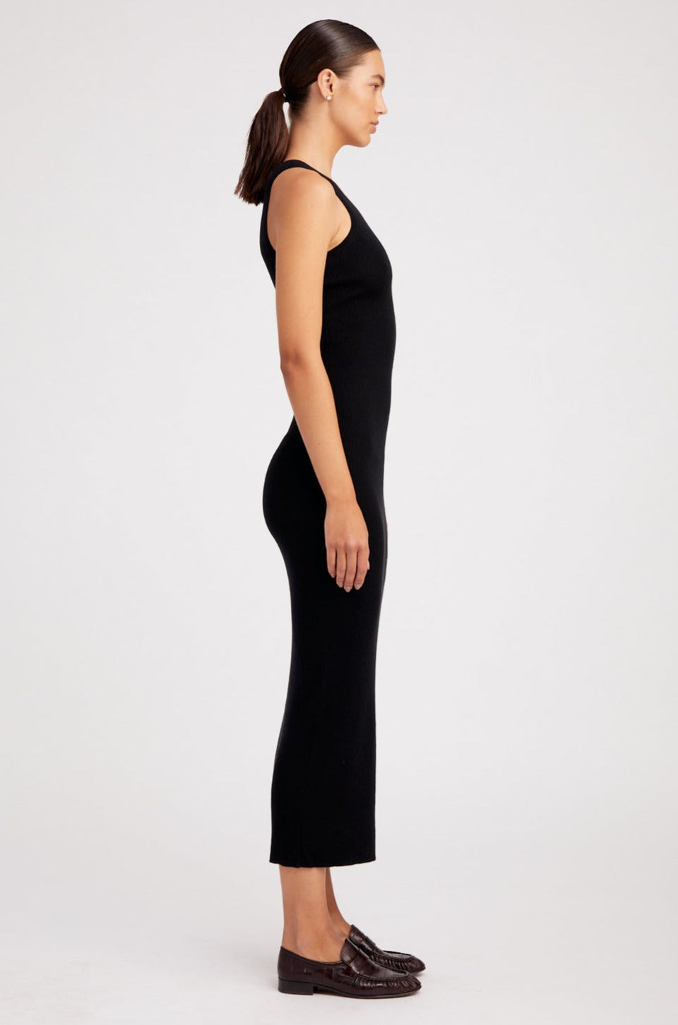 BLACK ULTRA FINE CASHMERE RACER TANK DRESS - 3