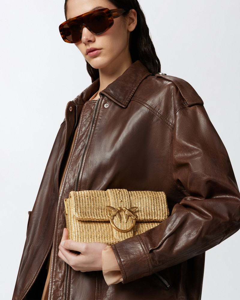 RAFFIA MINI LOVE BAG SLOUCHY SHOULDER BAG 5