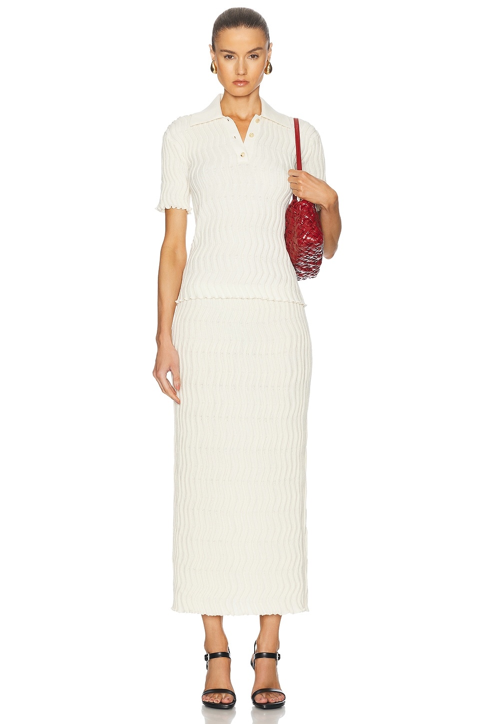 Rib Knit Polo Top - 4