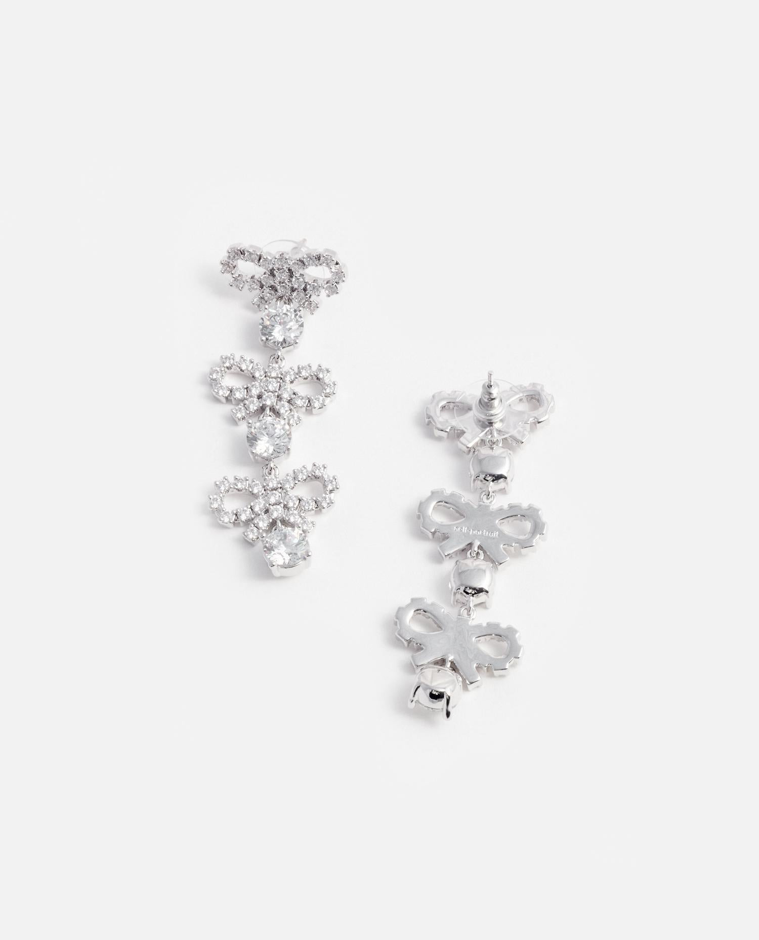 MICRO BOW CRYSTAL TIERED EARRINGS - 2