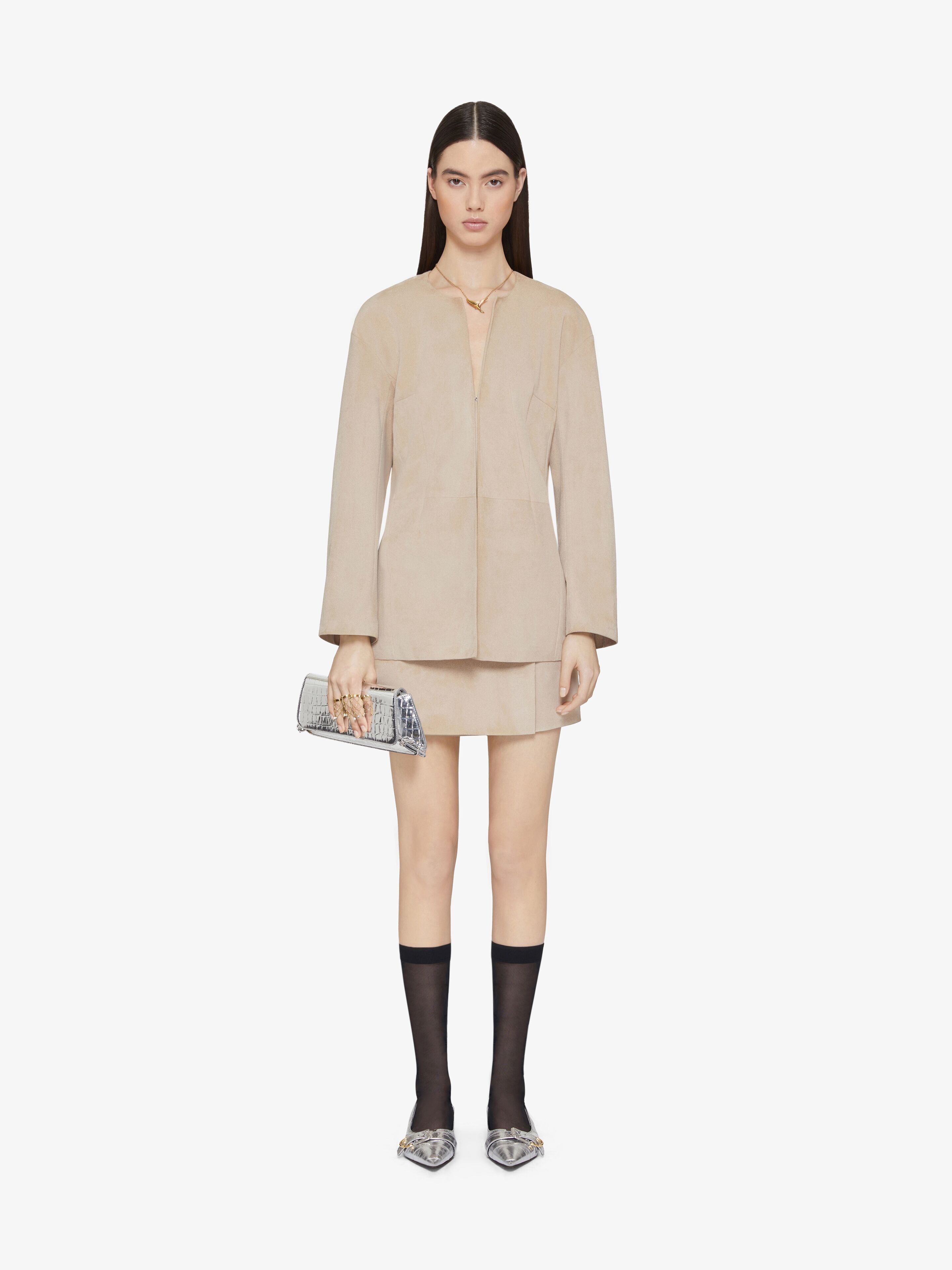 WRAP MINI SKIRT IN SUEDE WITH 4G DETAIL - 2